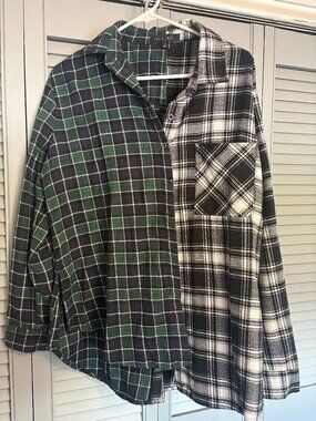 Plaid half and half shirt